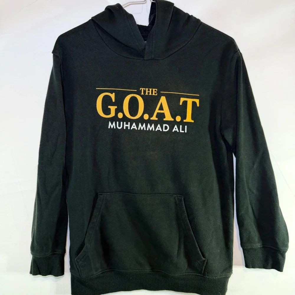 Muhammad Ali Boys GOAT Graphic Hoodie Black Yellow Hybrid Apparel Size Large L